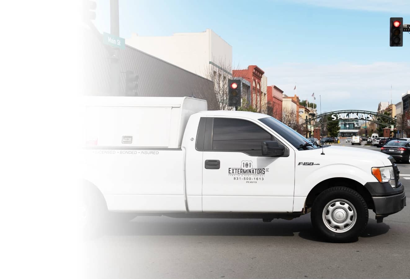 101 Exterminators service truck — licensed pest control serving Central California